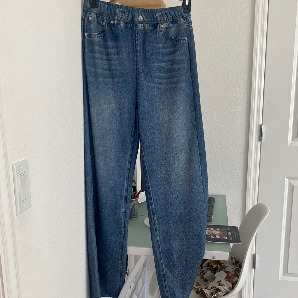 Wide Leg Denim Jeans - Blue